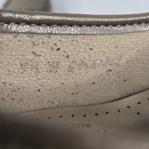 SAS Size 9.5 N Bounce Lace Up Moccasins Beige Leather Wedge Comfort Shoes - Picture 8 of 9